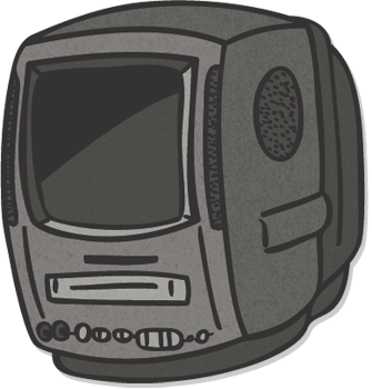 Illustration of a big oldschool TV/VCR set